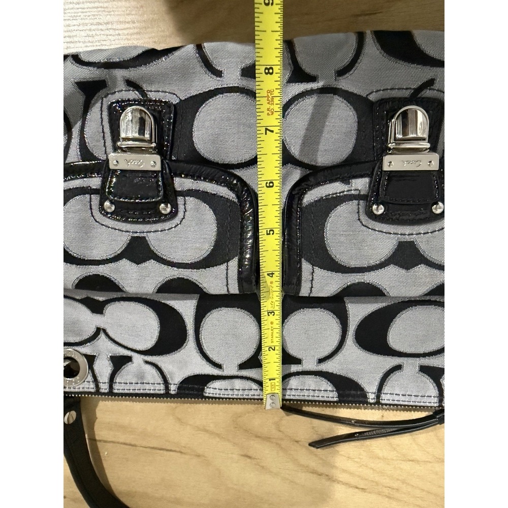 Coach Black & Gray Poppy Signature Sateen Shoulder Bag 18980 Purse F - Picture 10 of 12